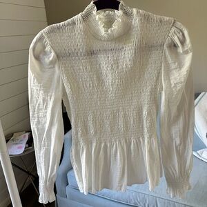 Elegant White Smocked Women's Top